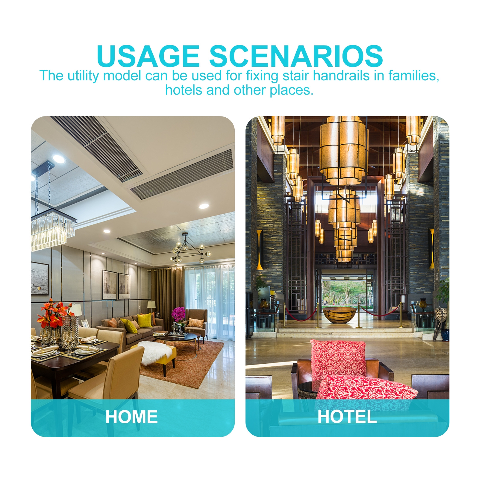 Support de main courante solide, 2 pièces, Support mural Durable, facile à monter, décoration de maison moderne