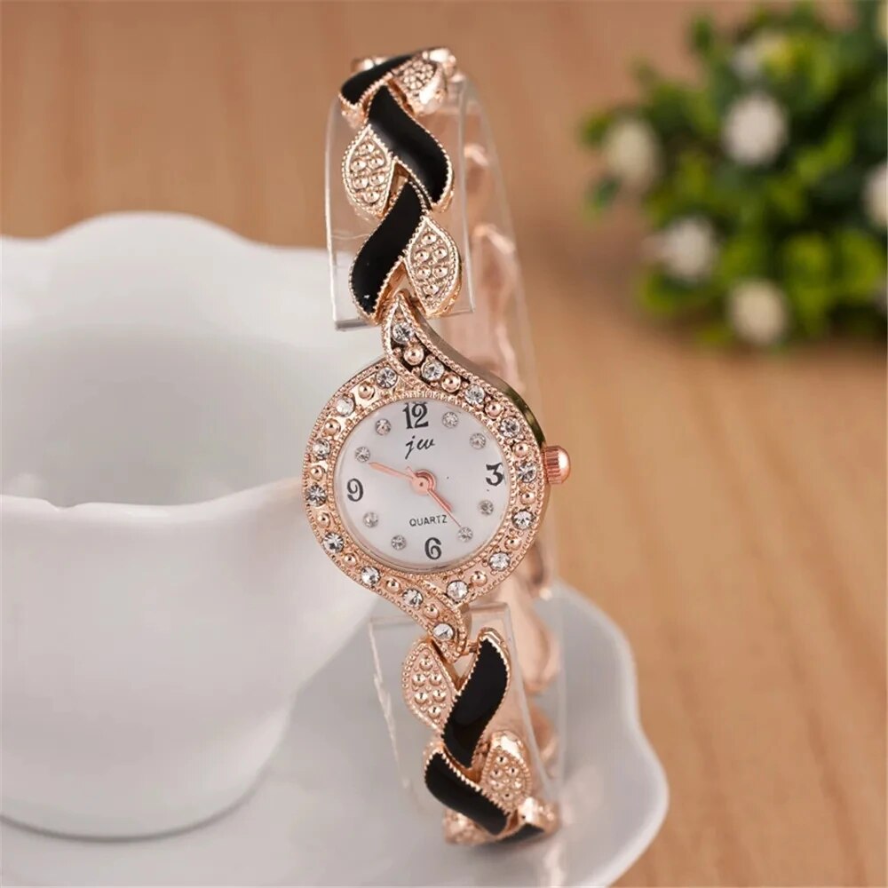 Vrouwen Horloge Hand Sieraden Set Diamant Armband Horloge + Waterdruppel Sieraden Set 5 Stks/set