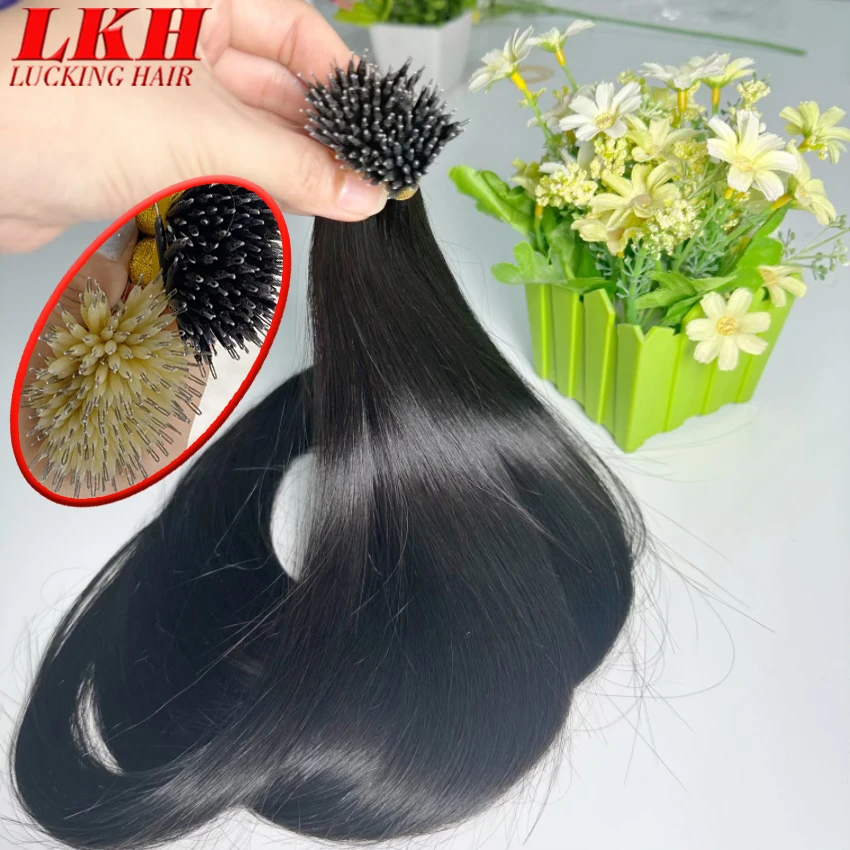 100 strands Nano แหวน Micro Links ต่อผมมนุษย์สีบลอนด์ธรรมชาติ Micro Bead Loop Pre Bonded Remy ผมตรงยุโรป