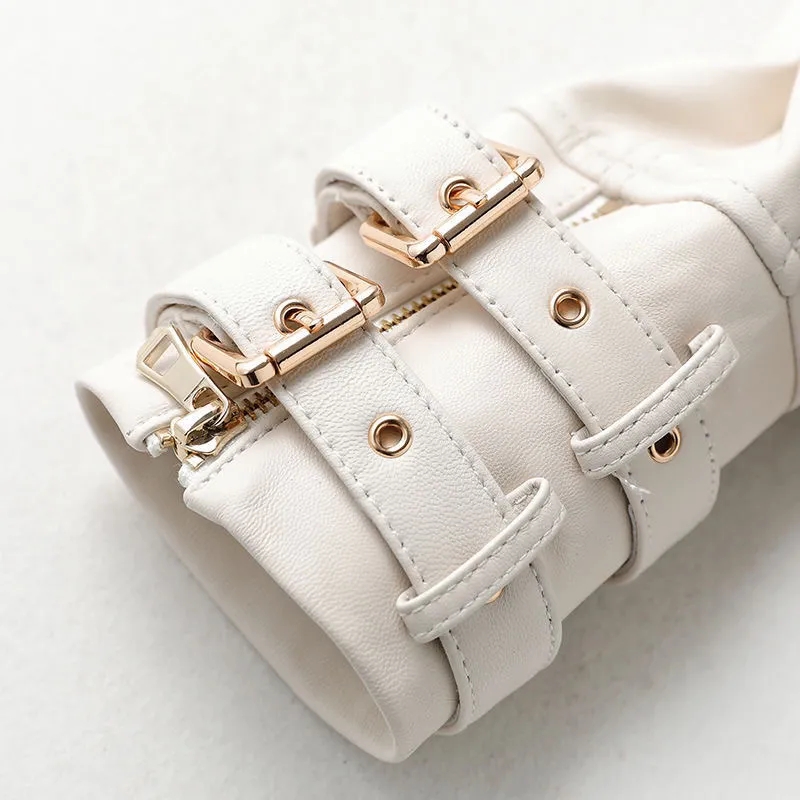 100% echtes Leder Frauen Importiert Schaffell Jacken Mode V-ausschnitt Diagonal Zipper Weibliche Dünne Gürtel Kurze Weiße Lammfell Jacken