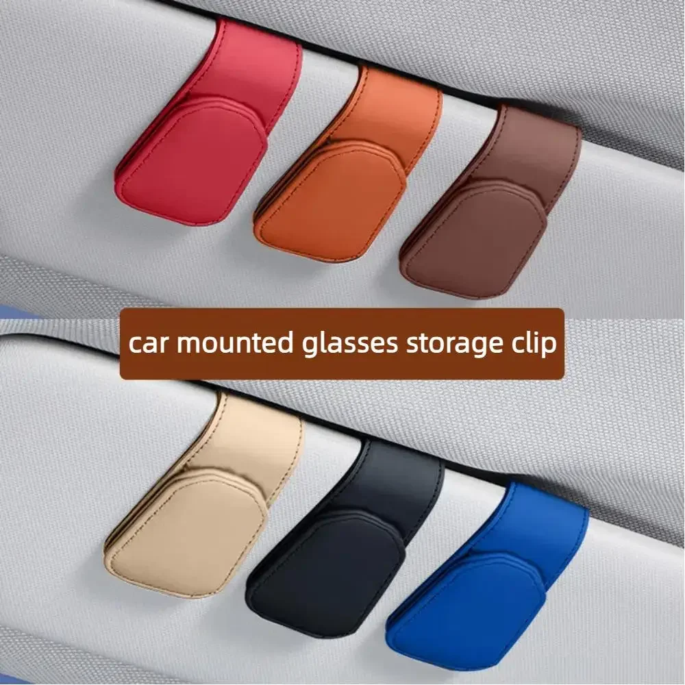 Clipe de cabide de óculos de couro magnético universal suporte de óculos de sol do carro clipe de cabide de óculos magnético para carros clipe de cartão de bilhete