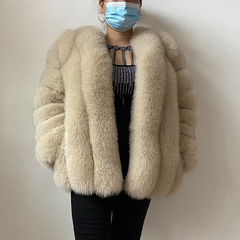 BEIZIRU Winter Vrouw Echte Vos Bontjas Warme Mode Natuurlijke Nieuwe Luxe Stylelange mouw mode meisjes jas