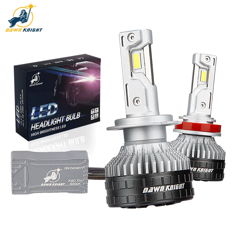 DAWN KNIGHT K9C H11 H7 H4 Zeer krachtige LED-autolamp vooraan 6000K 4300K Efficiënt koelsysteem H1 HB3 HB4 Verlichting 12V 2 stuks