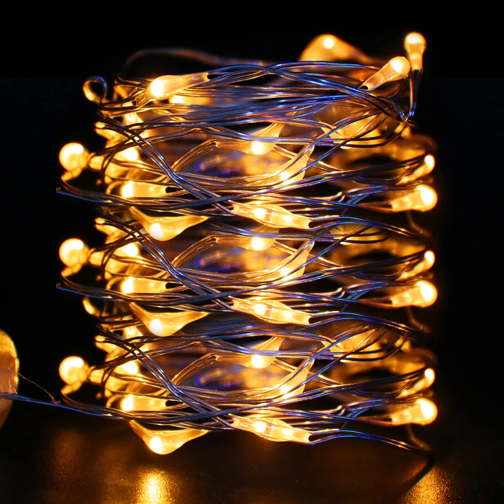 Led Lichterkette Kupferdraht String mit EU Stecker und Schalter 10/20/30/50M 12V Lampe für Weihnachtsbaum Hochzeit Party Dekoration