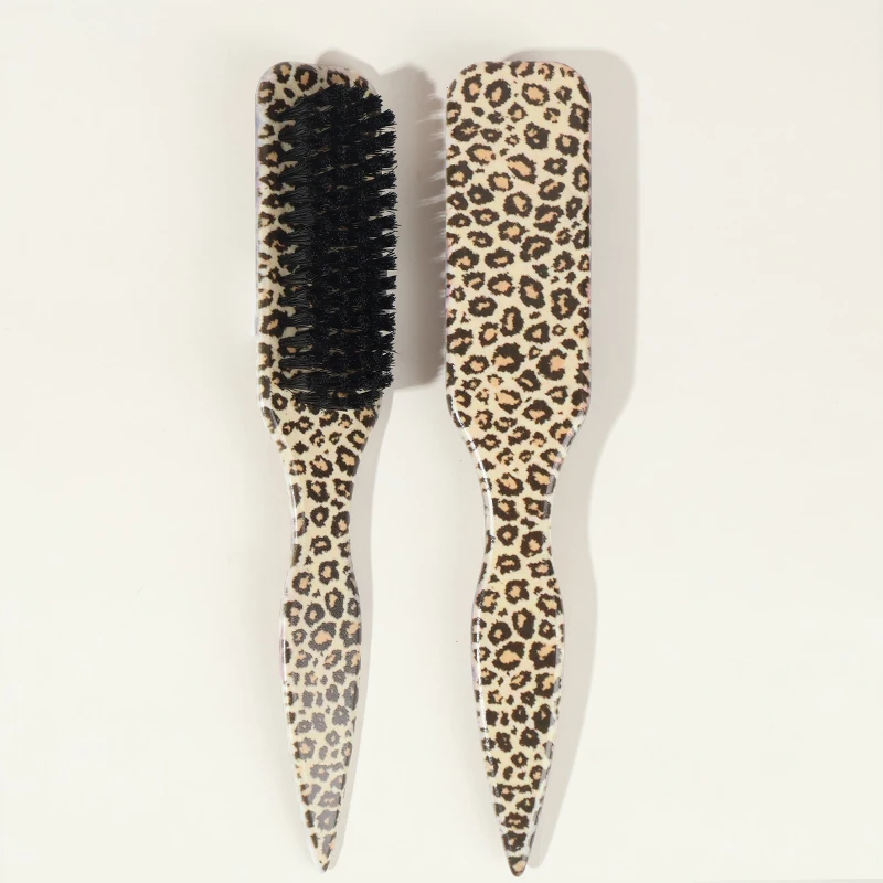 Boar Bristle Slick Back Hair Brush for Sleek Ponytail Bun & Smoothing Baby Hairs, Flyaways, Edge Control - Backcombing & Teasing