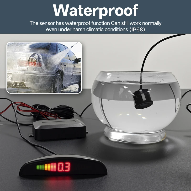Hippcron Auto LED Parkeersensor Kit 4 Sensoren 22 mm Reverse Radar Sound Alert Indicator Systeem 8 Kleuren