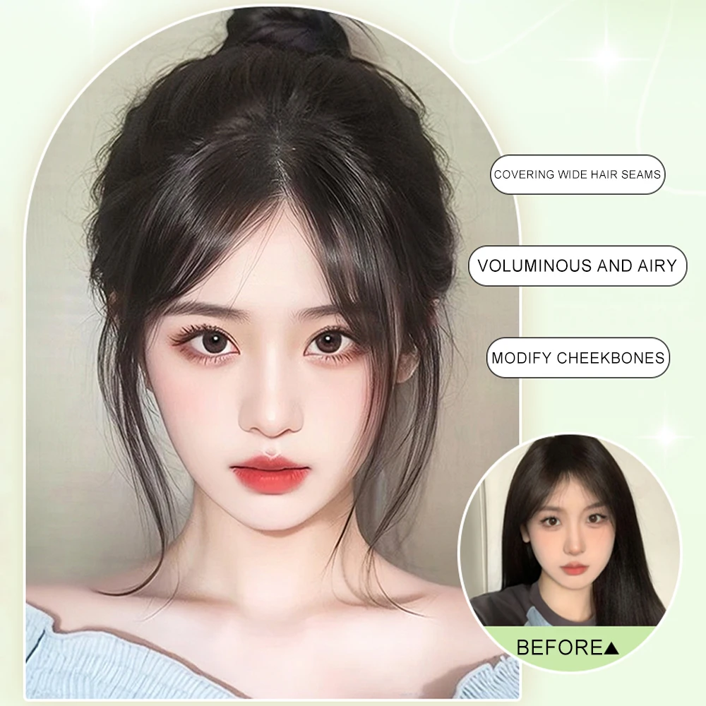 Cobertores de seda com franja para mulheres, cabelo humano real, perda de cabelo com clipe, cinza