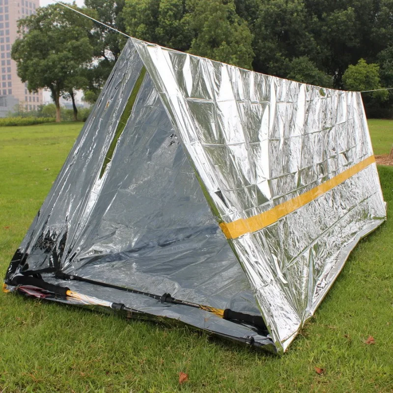 Tente d'urgence extérieure, couverture de survie, couverture de premiers secours, couverture isolante, tente Simple, protection solaire, couverture spatiale