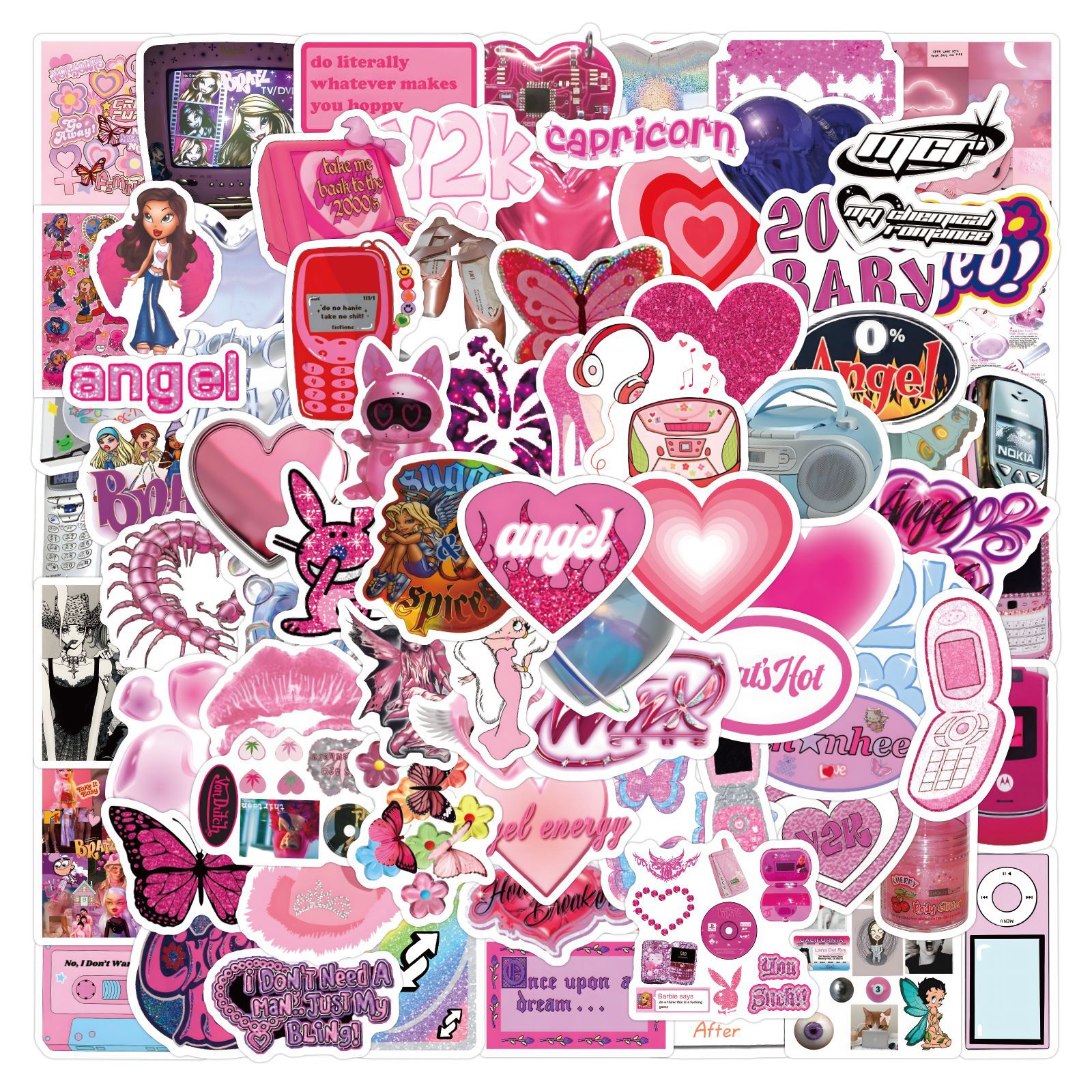 60/120 pçs vintage y2k adesivos estéticos portátil motor bagagem guitarra telefone skate 2000s clássico crianças brinquedos