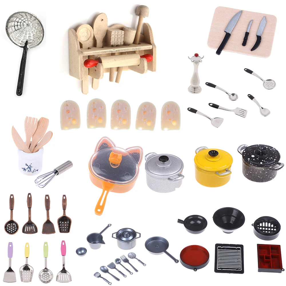 5 uds casa de muñecas accesorios en miniatura Mini pala cuchara de sopa soporte de almacenamiento de cocina utensilios para decoración de juguete