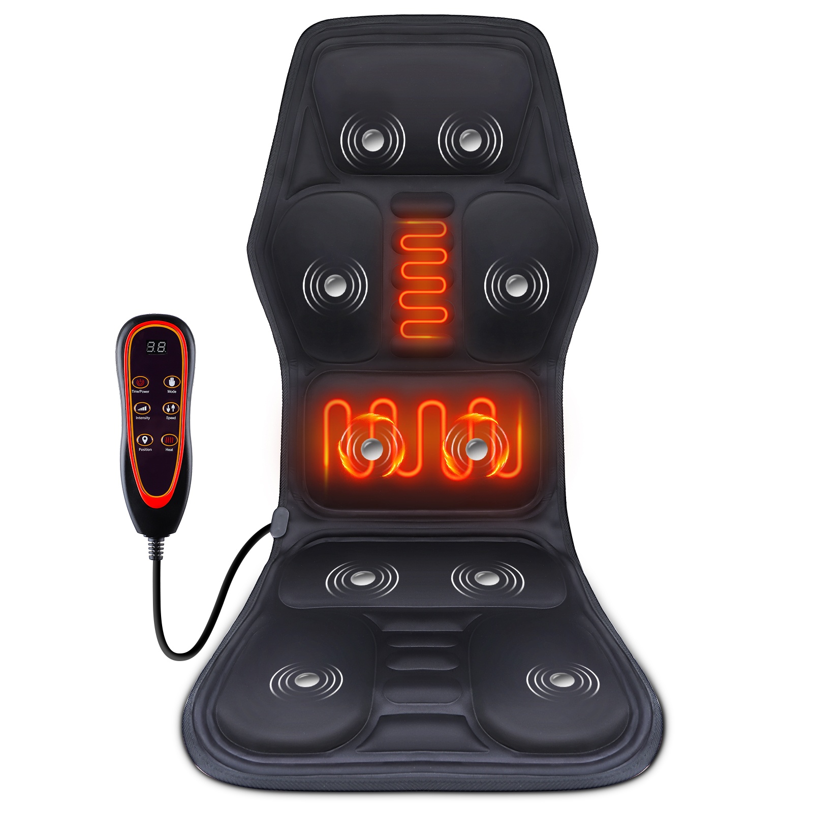 Elektrische verwarming Rugtaille Massager Schouderrug Trillingsmassagemat voor stoel Bank Auto Kantoor Thuis Rugmassage Hot Pad