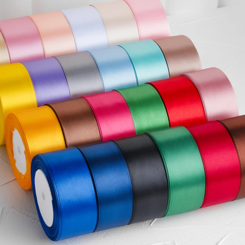 22 metros 6mm-40cm fitas de cetim artesanato arco diy embrulho de presente vinho vermelho laranja amarelo verde azul roxo preto cinza ouro branco fitas