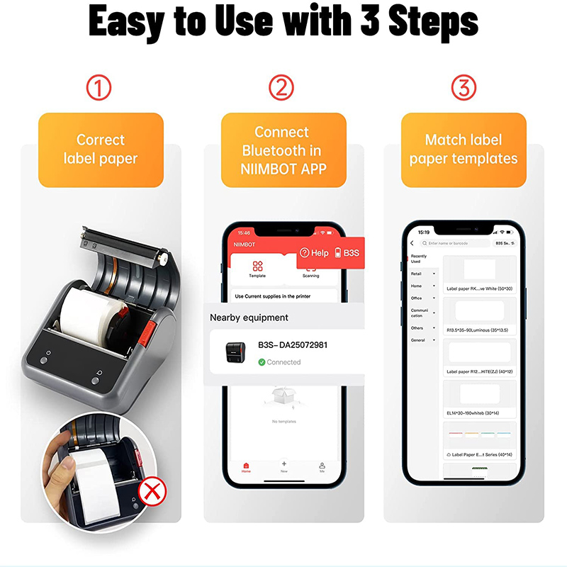 NiiMbot B3S 상업용 무선 라벨 메이커 슈퍼마켓 가격표 의류 매장 소규모 비즈니스를 위한 바코드 라벨 프린터