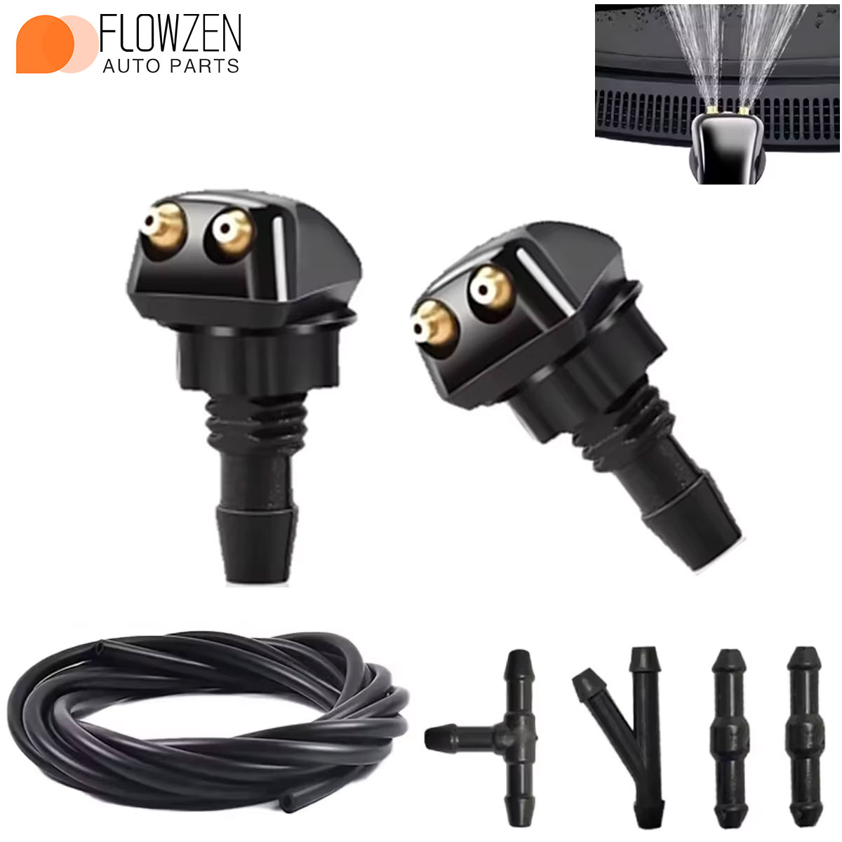 Past op de meeste automodellen Auto Dual Holes Sproeierkop Ruitenwisser Waternevel Jet Auto Ruitenwisser Wasmachine Sproeikop