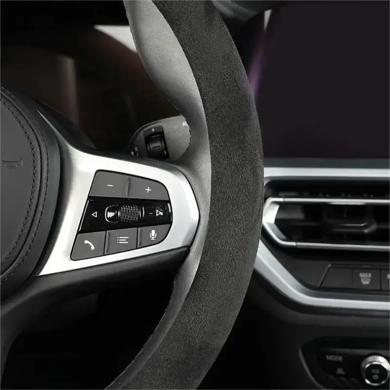 หนังนิ่มสําหรับ All Seasons Auto พวงมาลัย Ultra-thin Non-SLIP D-รูปรอบ Breathable พวงมาลัยรถ Protector