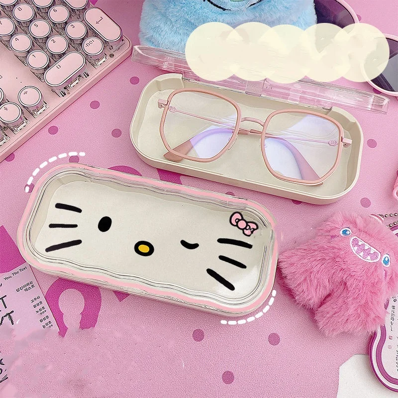 Sanrio Hello Kitty Bril Opbergdoos Anime Kawaii Leuke Cartoon Girly Hart Zonnebril Beschermhoes Cadeaus voor meisjes