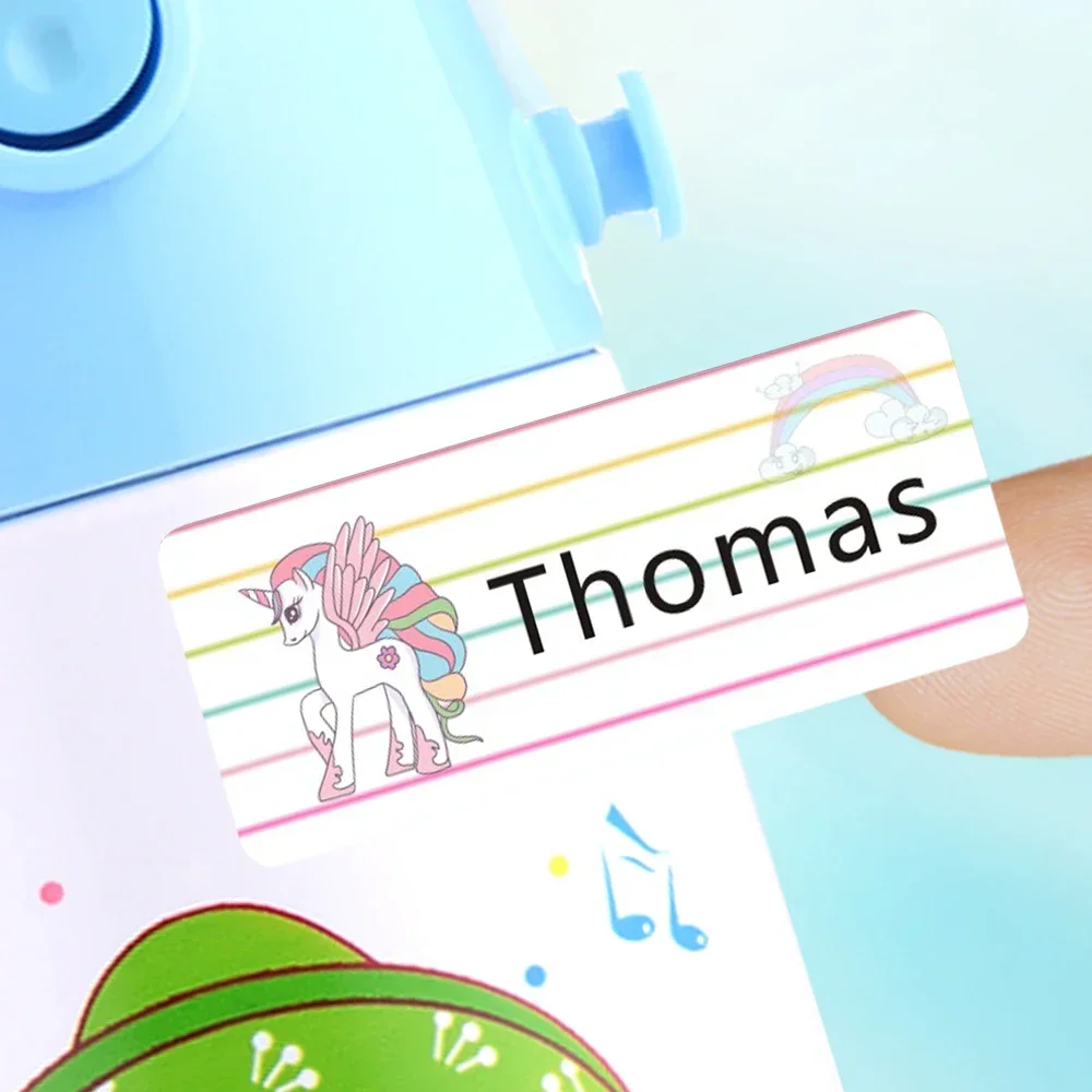 FREESHIPPING Custom Self-adhesive Unicorn Name Sticker Personalized First Name Waterproof Decal Hebrew Children Stationary Label