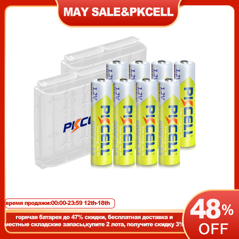 8 Chiếc Pin PKCELL AAA 1.2V Ni-MH Pin Sạc AAA 1000MAH 3A Aaa Đèn Pin Với 2 Máy Tính pin AAA/AA Pin