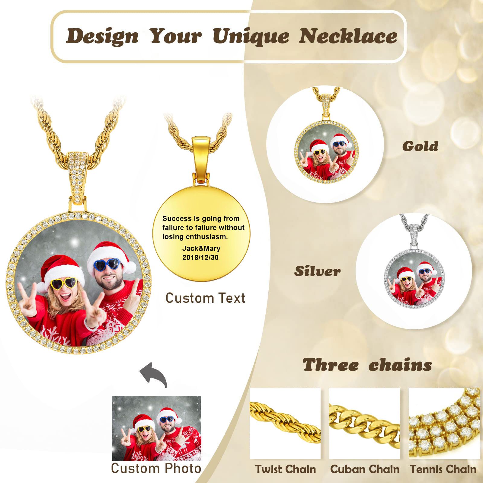 Colar com foto personalizada, joias personalizadas para homens e mulheres, pingente de qualquer imagem, presente para mães ou amantes