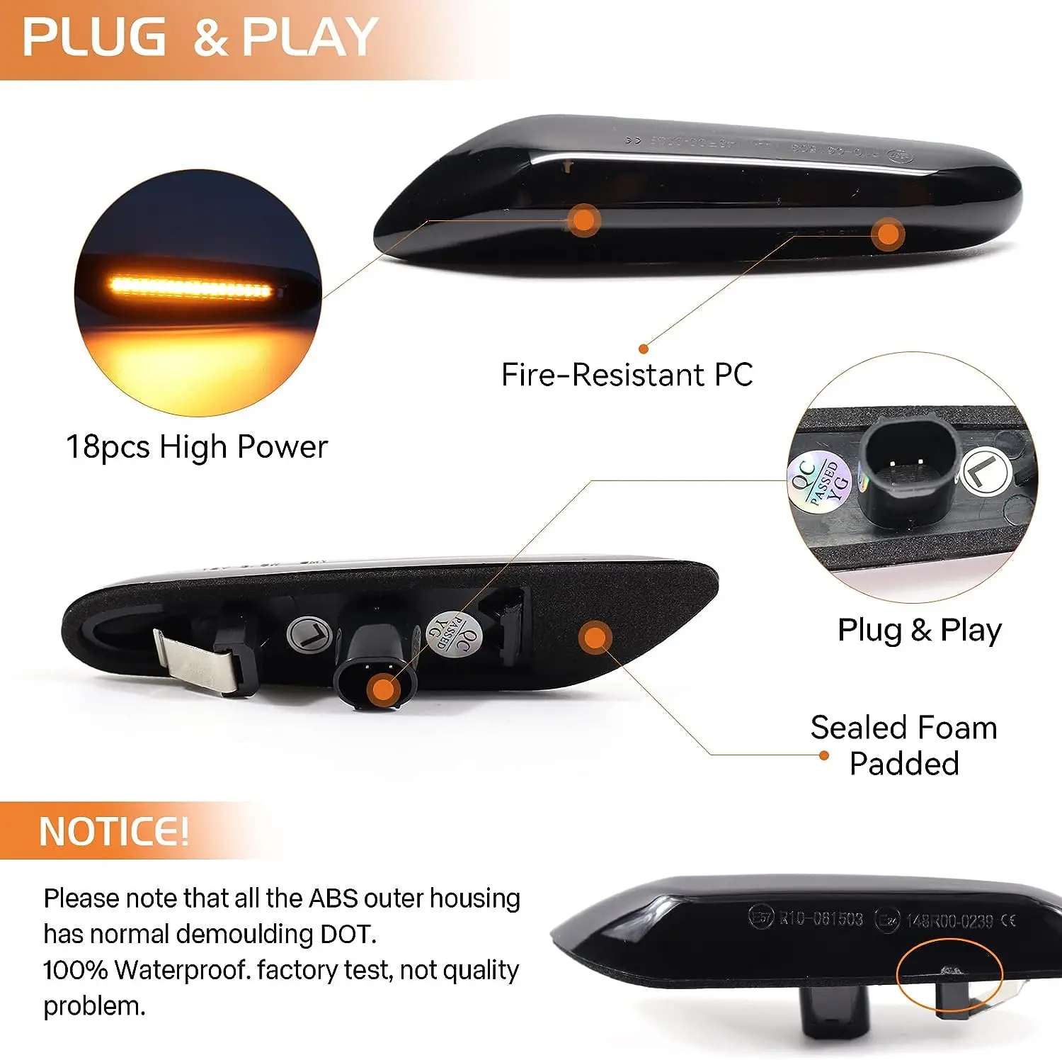 LED Dinâmico Side Marker para BMW, Turn Signal Light, Sequencial Blinker, Erro Livre, E90, E91, E92, E93, E60, E87, E82, E46, 2pcs