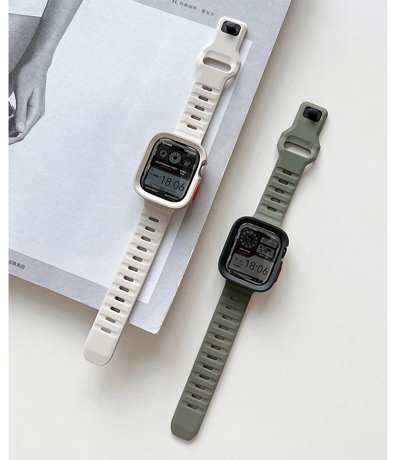 Etui + pasek do Apple Watch Ultra 2 49mm 44mm 40mm 45mm 41mm Silikonowa bransoletka correa cover do iWatch serii 8 9 7 6 SE 5 4