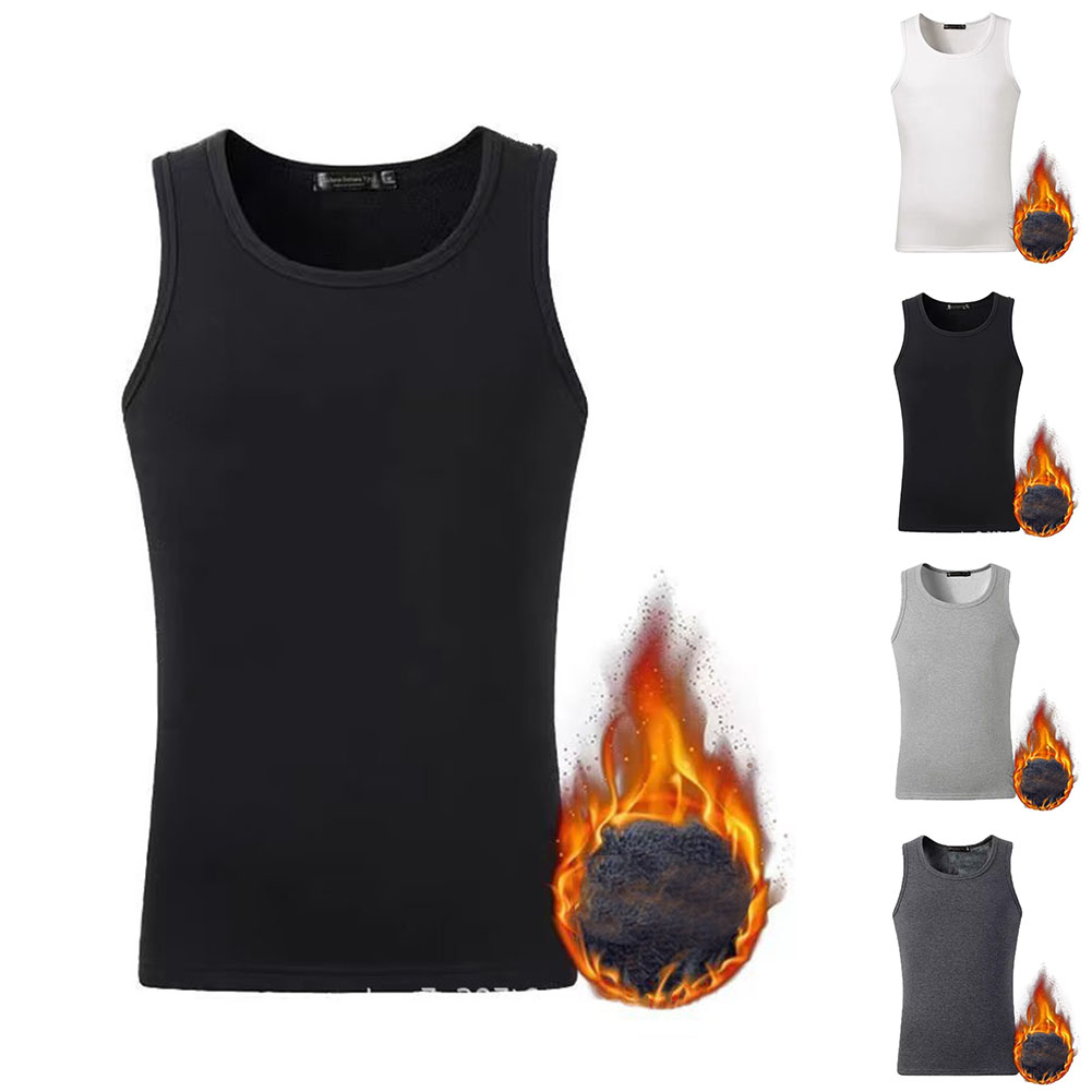 Herren-Tanktop mit Fleece-Futter, Weste, Unterwäsche, warme Thermo-Basisschicht, Unterhemd, Thermokleidung, Pyjama, atmungsaktives Basis-T-Shirt