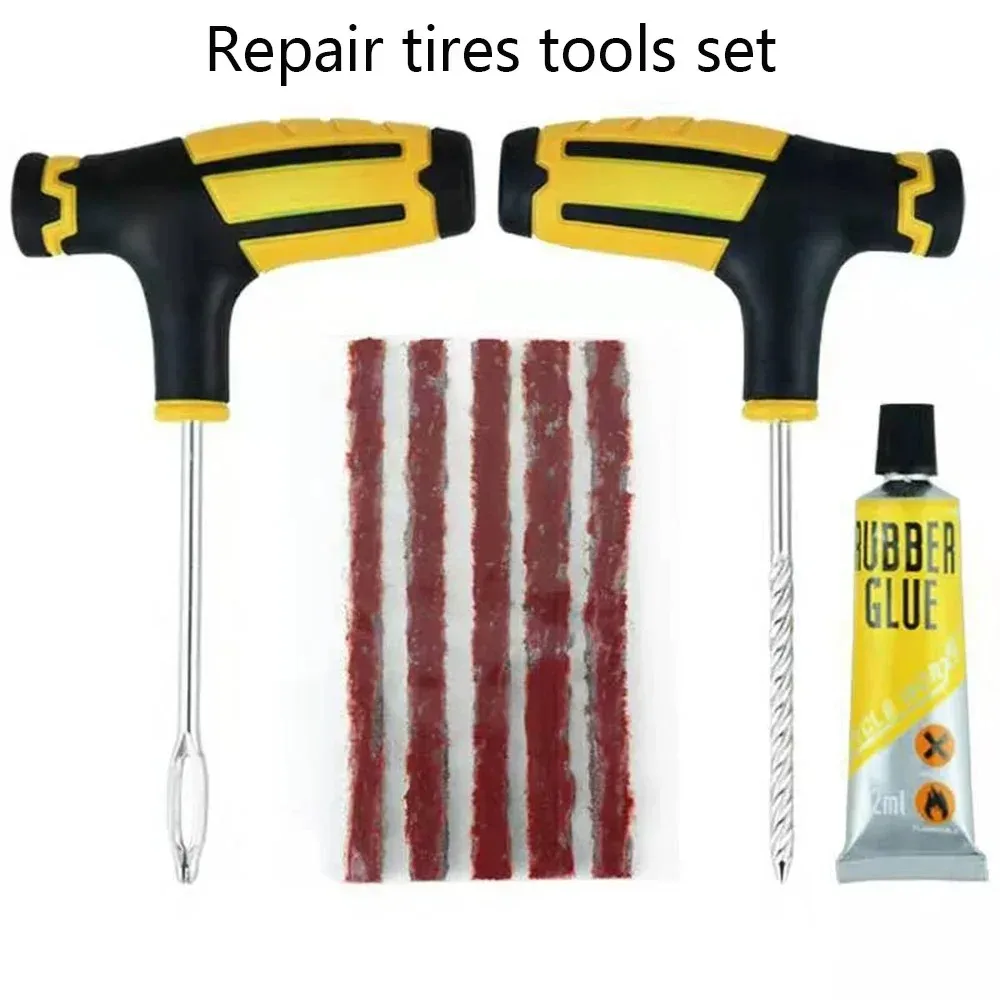 1 conjunto de cola urgente conjunto de reparo livre ferramentas de reparo de pneus de bicicleta de estrada sem câmara de ar tira de bacon de borracha e ferramenta de inserção