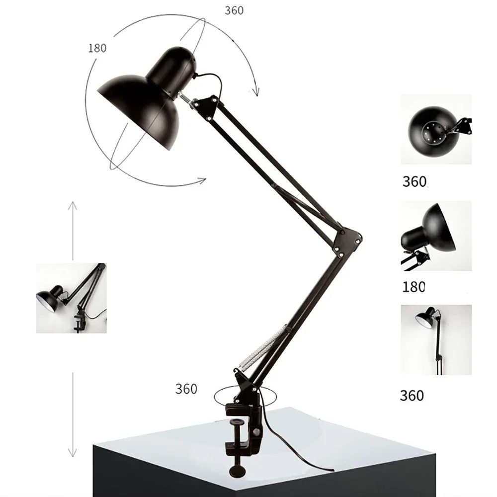 Dobrável Lâmpada de Mesa Clip na Luz, Proteção Telescópica para os Olhos, Lâmpada de Mesa para Computador Retro, Decoração para casa