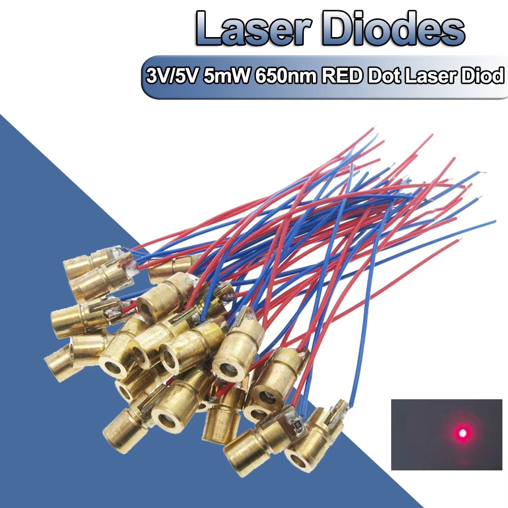 10/20pcs Adjustable Mini Laser Pointer Diode RED Dot Laser Diod Circuit 3V/5V 5mW 650nm Module Pointer Sight Copper Head