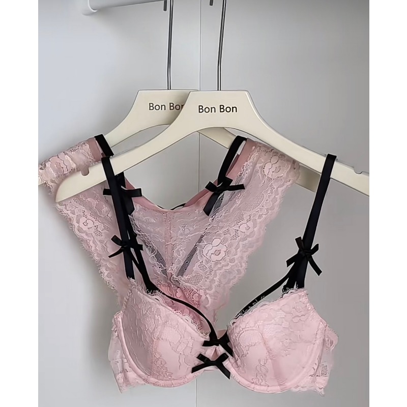 Conjunto de sujetador de encaje francés MOYISU Push Up 2025 | Oferta flash de verano de bralette con lazo y aros de lujo | Soporte Allure y comodidad transpirable