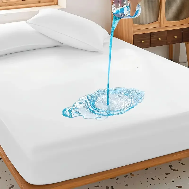 Funda protectora de colchón impermeable, sábana bajera de punto transpirable ultrasuave para cama, artículos esenciales para dormitorio, 1 ud.