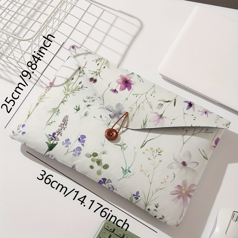 Floral print pattern laptop bag with soft laptop fabric cover, suitable for laptop soft cover storage and tablet storage bag