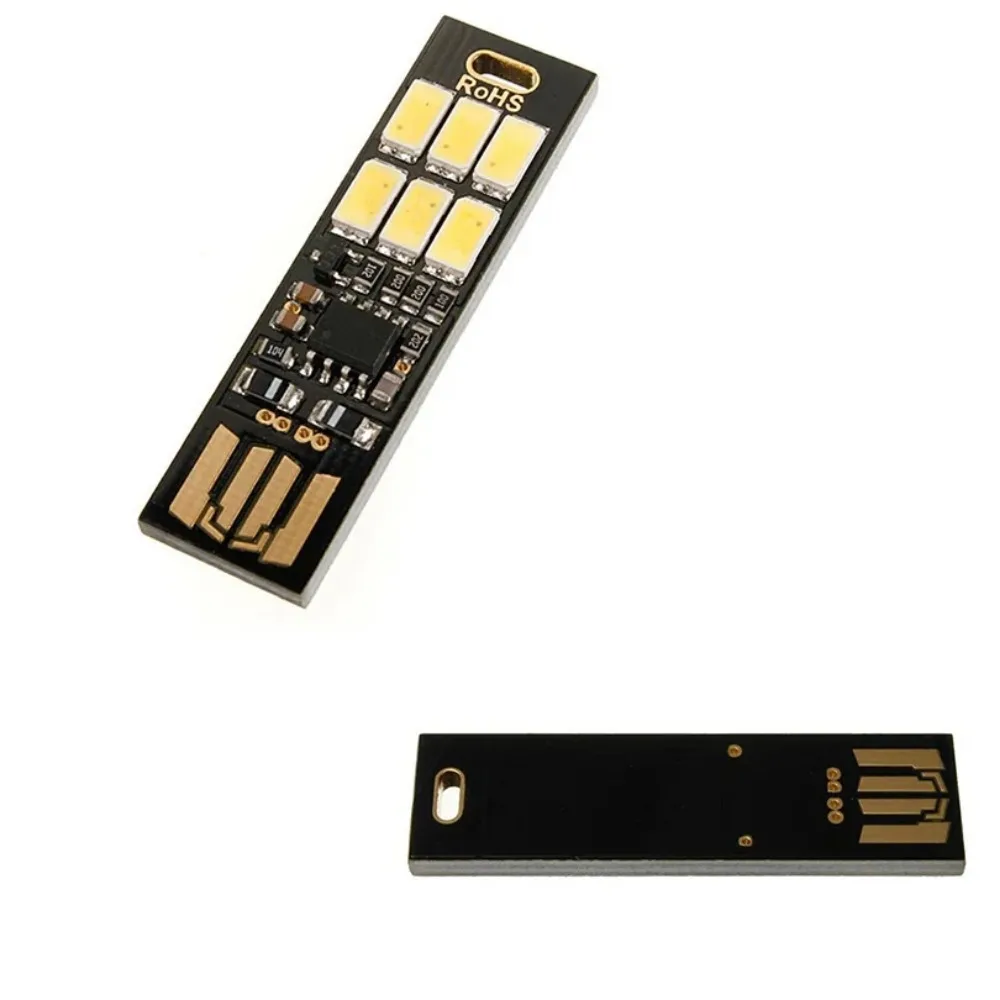 Mini llavero de bolsillo, lámpara de noche de lectura regulable SMD5730, luz de libro USB, Control táctil, luz de 6 LED para ordenador portátil, Banco de energía para PC