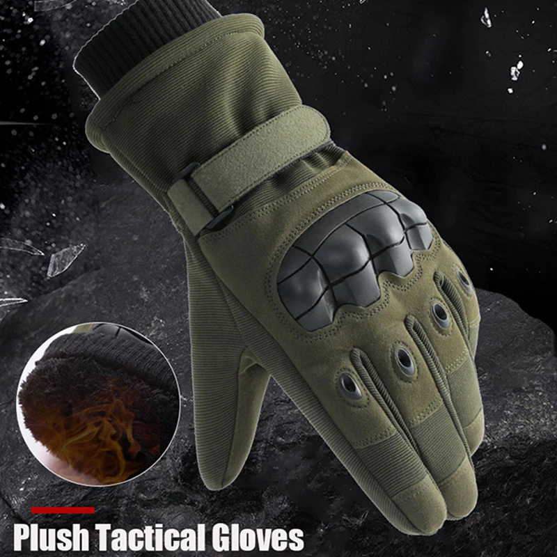 Guantes de Motocross de invierno, guantes tácticos cálidos de invierno con dedos completos, guantes térmicos de combate con pantalla táctil para esquiar al aire libre para hombres