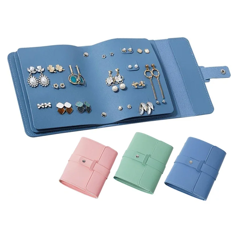 1PC PU Leder Ohr Stud Lagerung Tasche Multi-schicht Schmuck Finishing Lagerung Organizer Buch Typ Lagerung Tasche Für ohrringe Ringe