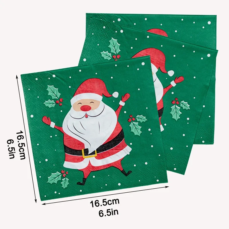20pcs/Pac 33cm 2-Ply Christmas Elements Printed Napkins Christmas Series Party Disposable Paper Placemats Butterfly Bart Paper