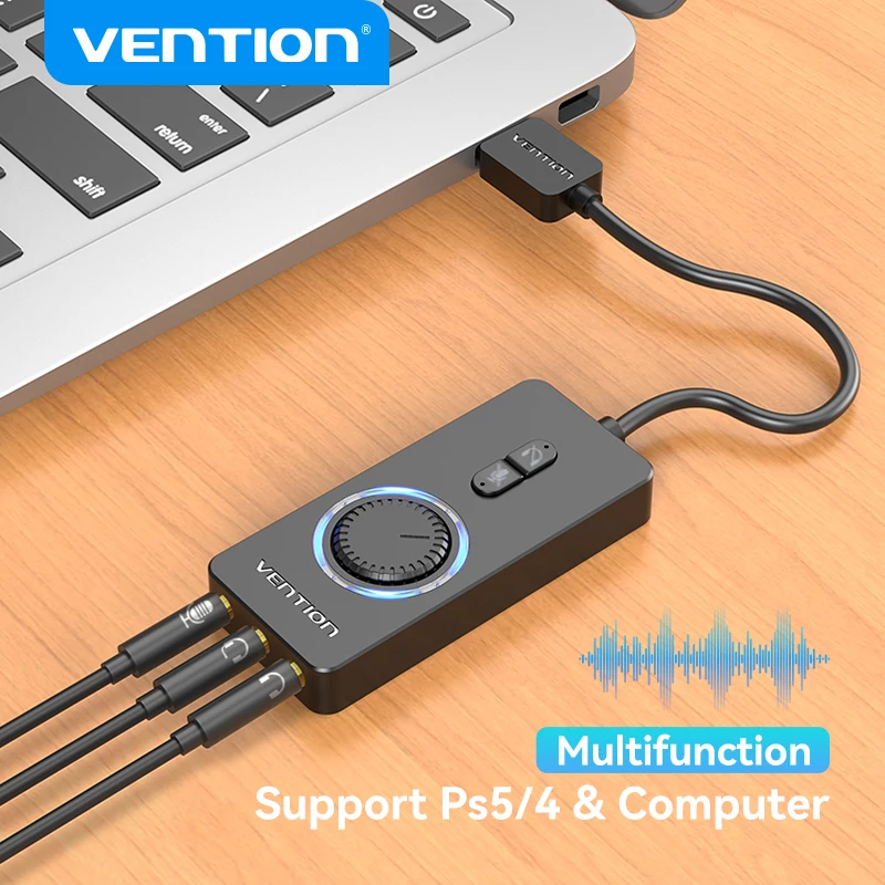 Внешняя звуковая карта Vention USB — аудиоадаптер USB–3,5 мм, USB-микрофон для наушников для Macbook, компьютера, ноутбука, звуковая карта PS4