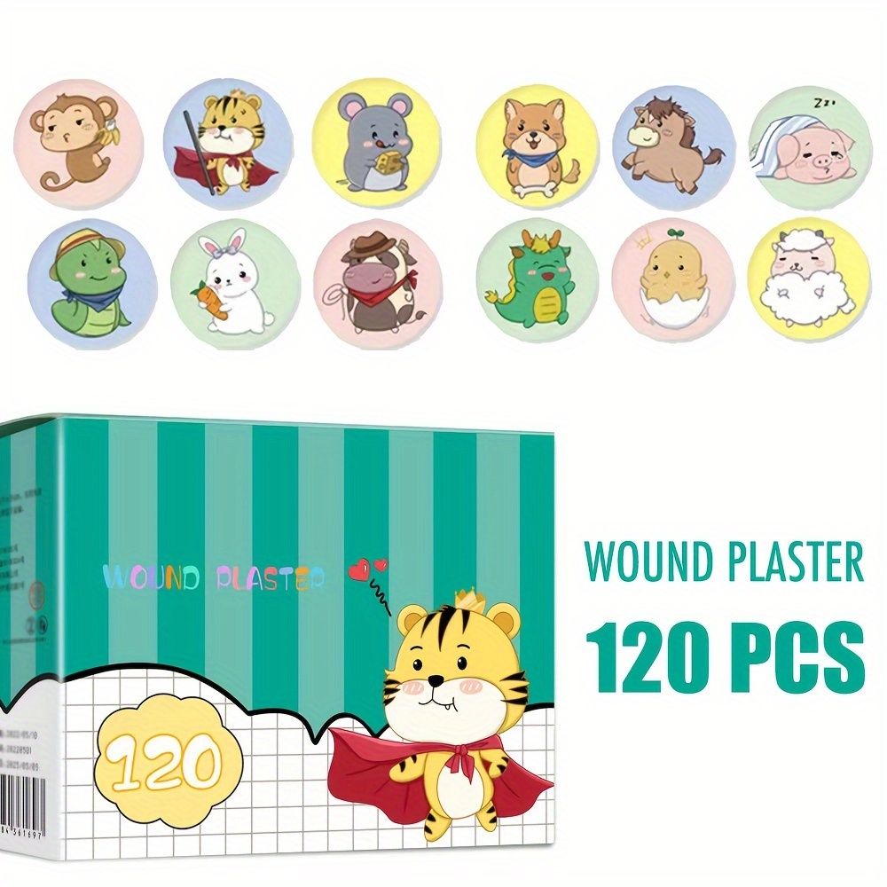 120 stücke Cartoon Pflaster Runde Pflaster für Kinder Kid Haut Impfstoff Injektion Loch Patch Wundpflaster Kawaii ​ Klebeverband
