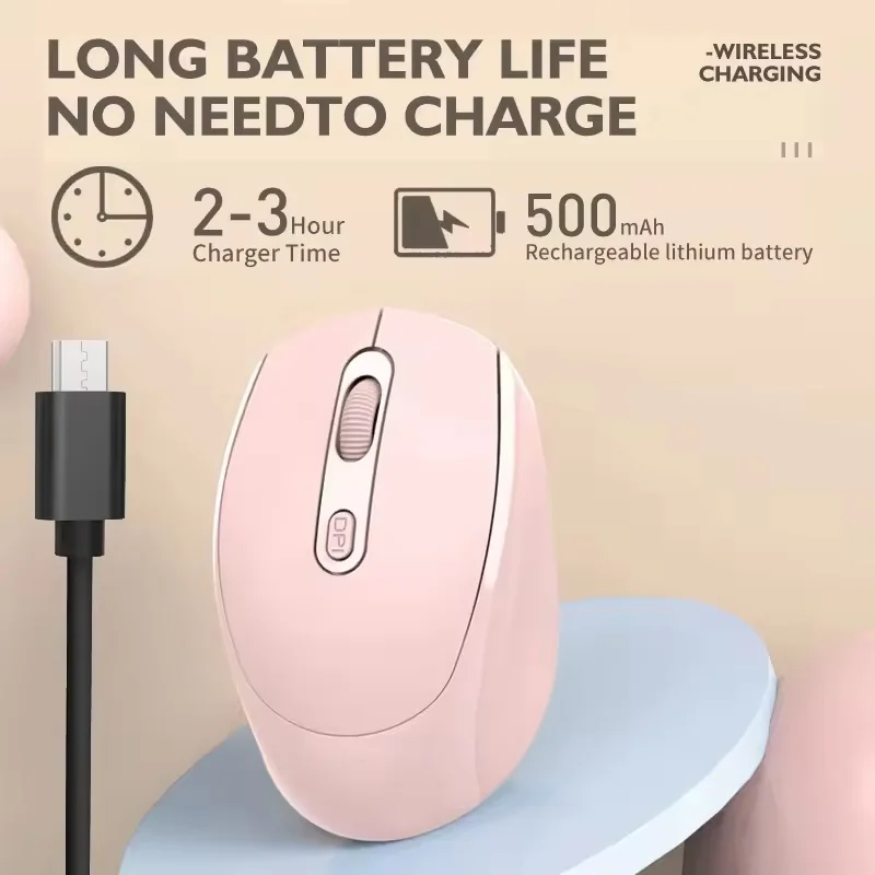 Mouse silencioso sem fio, compatível com bluetooth, 2.4g, modo duplo, recarregável, óptico, 1600 dpi, para macbook, laptop, pc, jogo, escritório