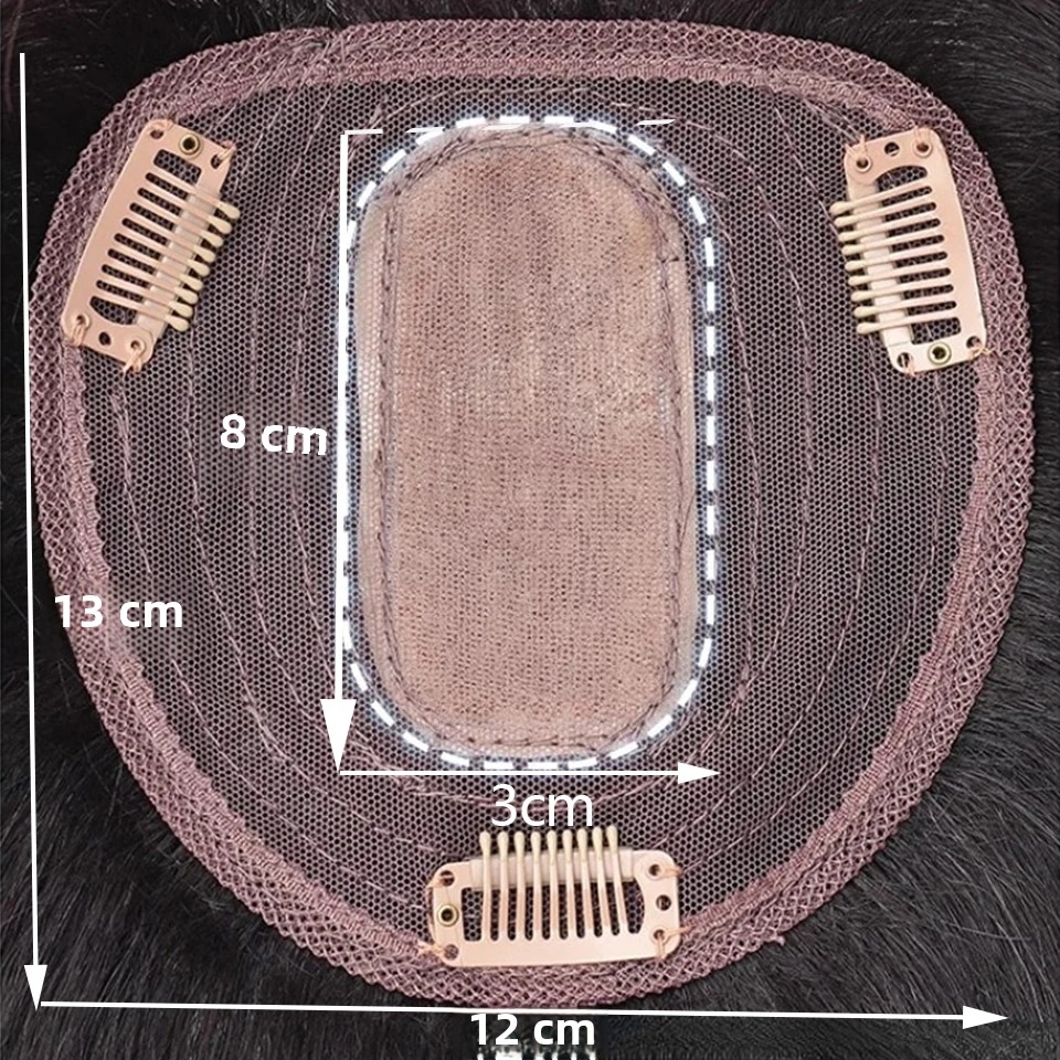 Perruque toupet en soie lisse avec Clip en dentelle suisse pour femmes, toupet avec frange, postiche 100% naturelle véritable, couleur Blonde