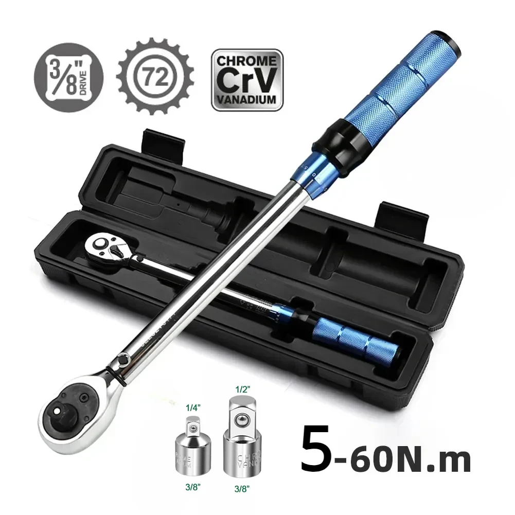 3/8" 5-60N.m Square Drive ±3% High Precision Torque Wrench 1pc 3pcs 7pcs 8pcs Set Bicycle Motorcycle Automotive IDY Hand Tools