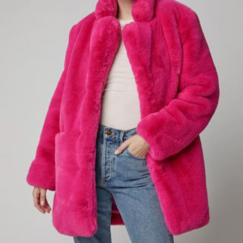 ロングフェイクラビットファーコート女性用特大ジャケットシャギーぬいぐるみコートパンクヒップポップクール女の子オーバーコート冬服2023