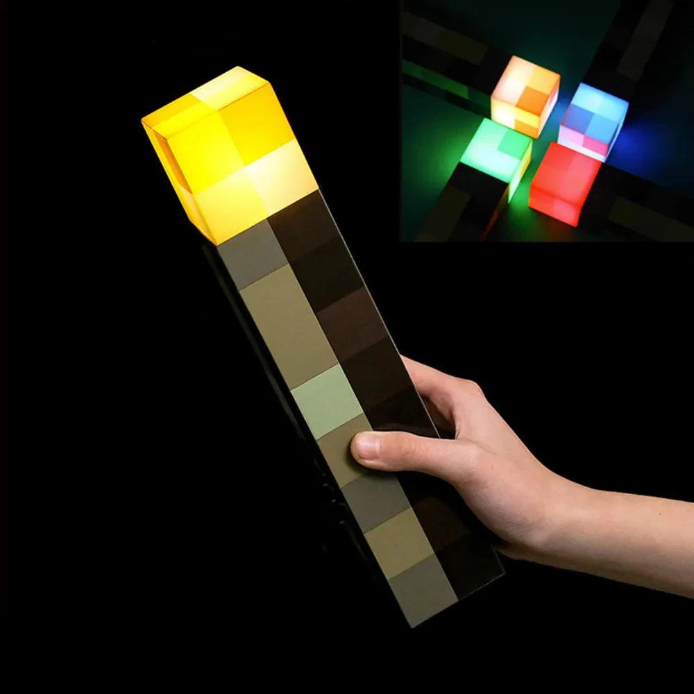 Mc jogo tocha luz brownstone led night light usb recarregável quarto decoração candeeiro de mesa presente para crianças lâmpada cabeceira