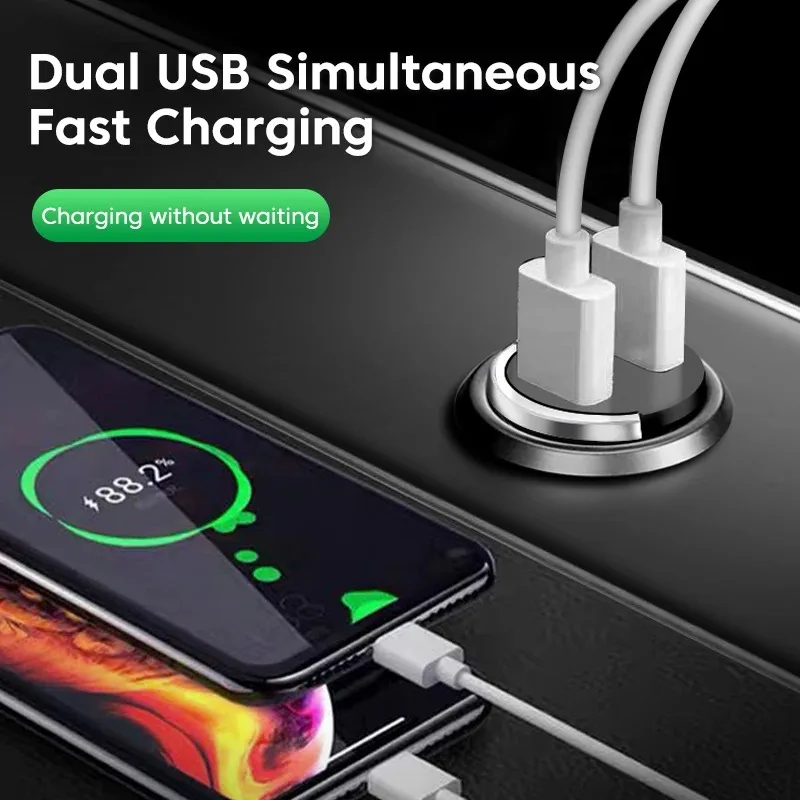 デュアル200W USBカーチャージャー、iPhone、Xiaomi、Samsung、Huawei対応、QC3.0、ミニPD、USB Type-C急速充電対応