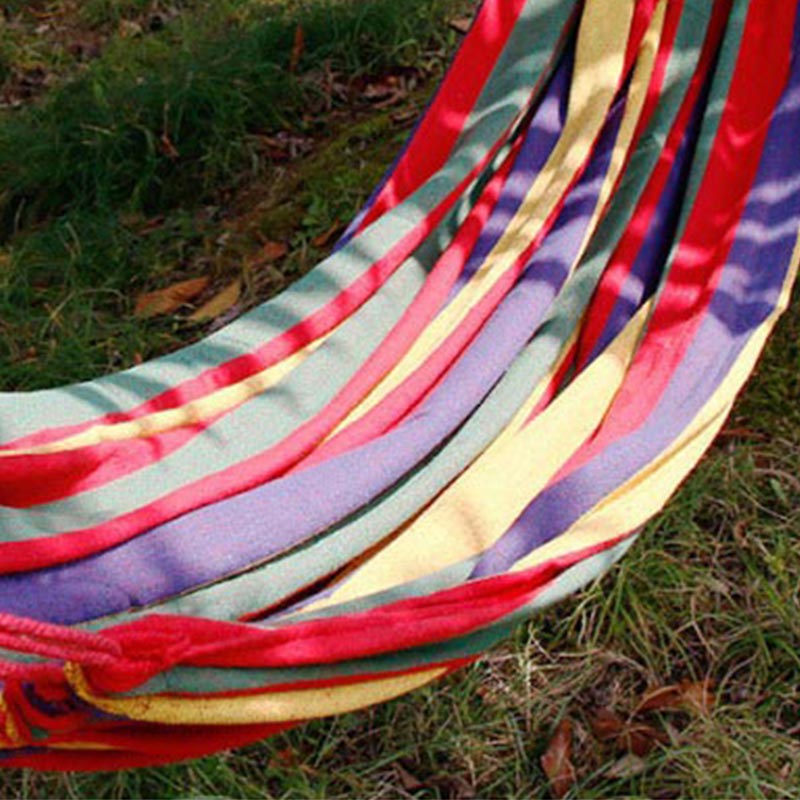เดี่ยวกว้างผ้าใบหนาเปลญวนกลางแจ้งCamping Backpackaging Leisure SwingแบบพกพาแขวนเตียงSleeping Swing Hammock