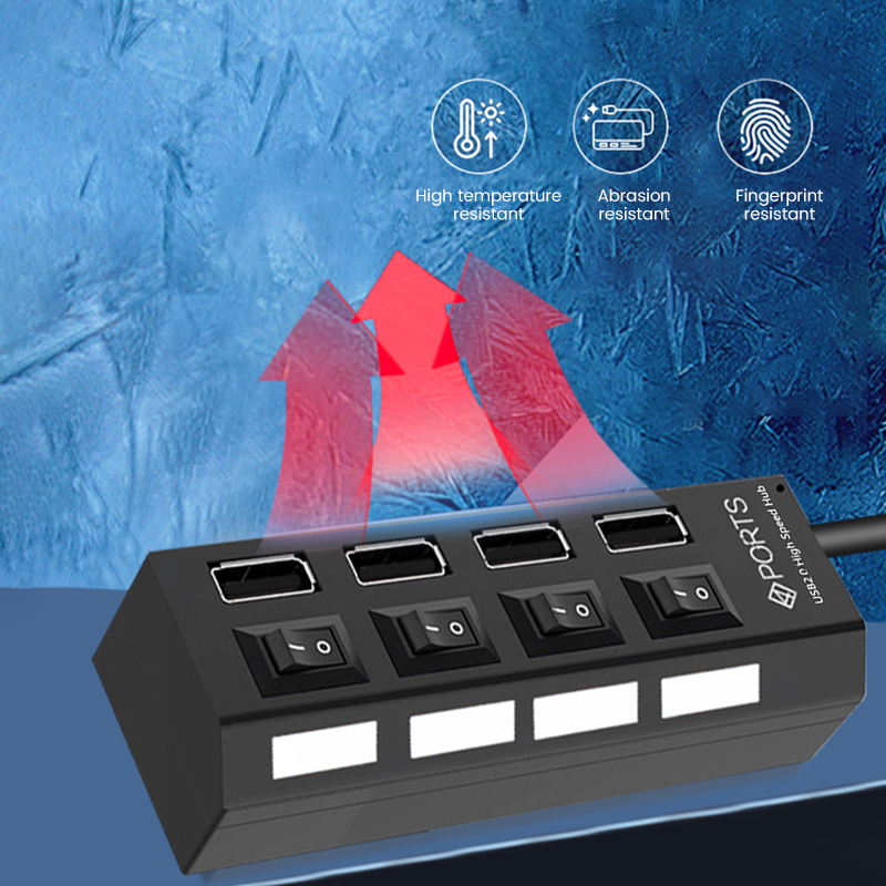 USB 2.0 Hub Multi USB Splitter Ports Hub Verwenden Power Adapter4/7 Port Mehrere Expander Hub mit Schalter 30 CM Kabel Für Zuhause