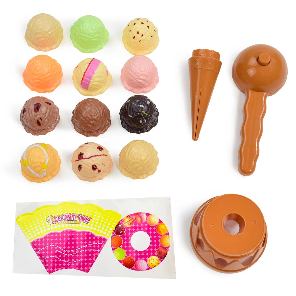 เด็กจําลองอาหารของเล่น Ice Cream Stack Up Play เด็กแกล้งทําเป็นเล่นของเล่นของเล่นเพื่อการศึกษาสําหรับของขวัญเด็ก