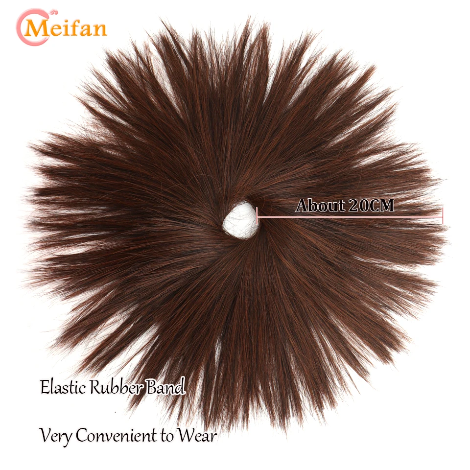 MEIFAN Tổng Hợp Thẳng Chignon Rối Lông Tơ Búi Tóc Thun Tóc Miếng Scrunchy Bọc Updo Giả Đuôi Ngựa Nối Dài