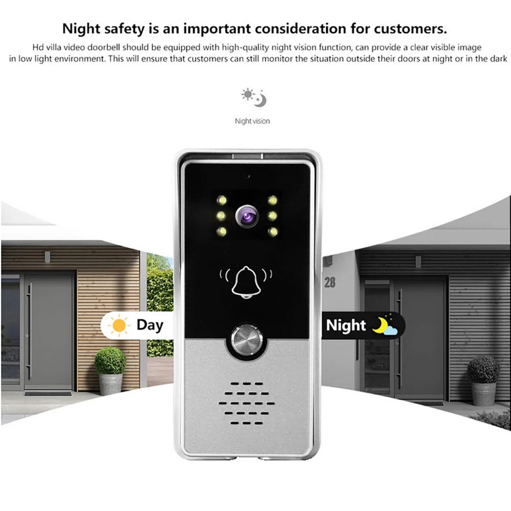 Sistema de intercomunicação de vídeo com fio, porta externa, painel de chamada de rua, campainha RFID, fechadura eletrônica