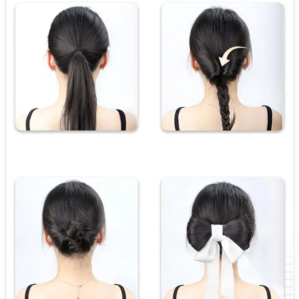 Moda sintética coreano em estilo fita arco grampo de cabelo peruca para mulheres versátil em forma de bola peruca com primavera clipe extensões de cabelo
